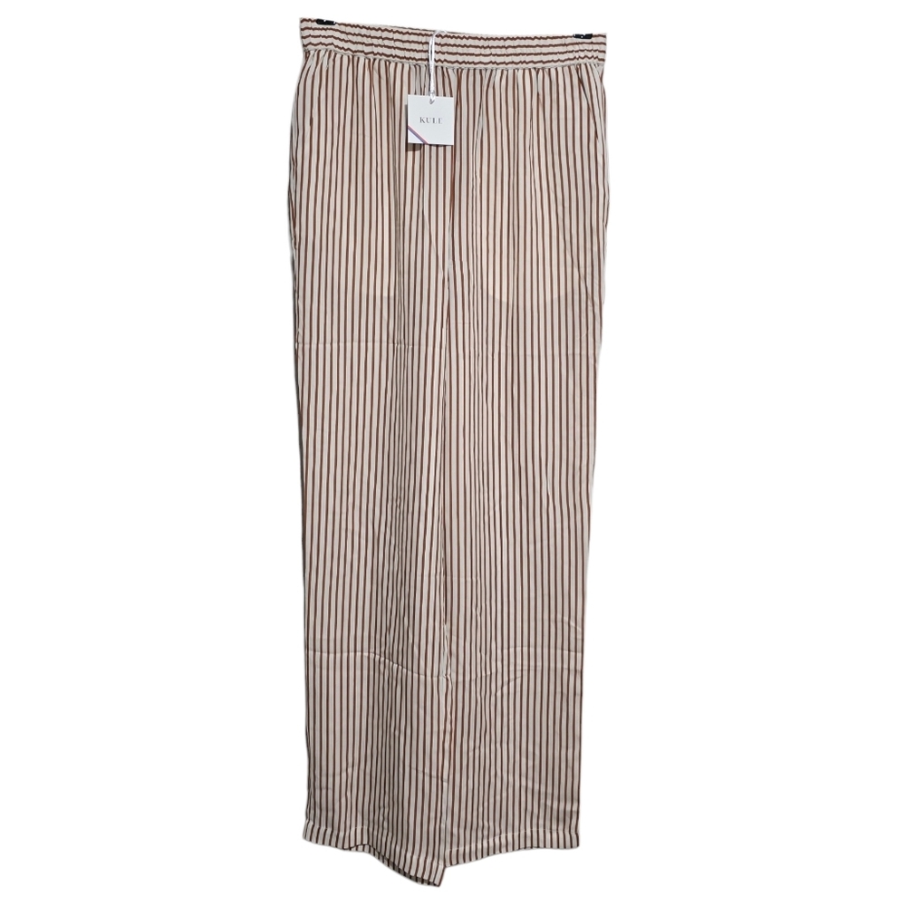 Kule The Silk Lido Pants in Burnt Orange Stripe Size Medium NWT